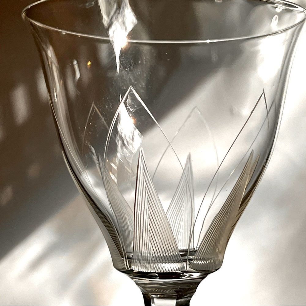 Vintage Bavarian Art Deco Lotus Fine Crystal cordial Glasses set of 4